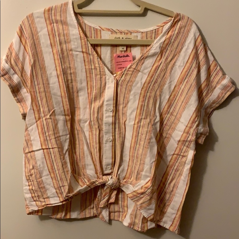 Tie button up top